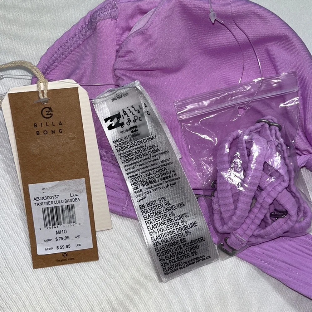 BILLABONG Tanlines Lulu Bandeau Bikini Top Sz M